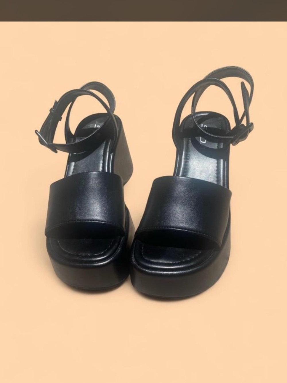Soda Black Platform Ankle-Strap Sandals